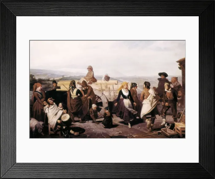 Framed Print : DOMINGUEZ BECQUER, Valeriano (1834-1870). Sorian Peasants Dancing. 1866. Romanticism. Oil on canvas. SPAIN. Madrid. Romantic Museum. AISA / Everett Collection**US SALES ONLY**