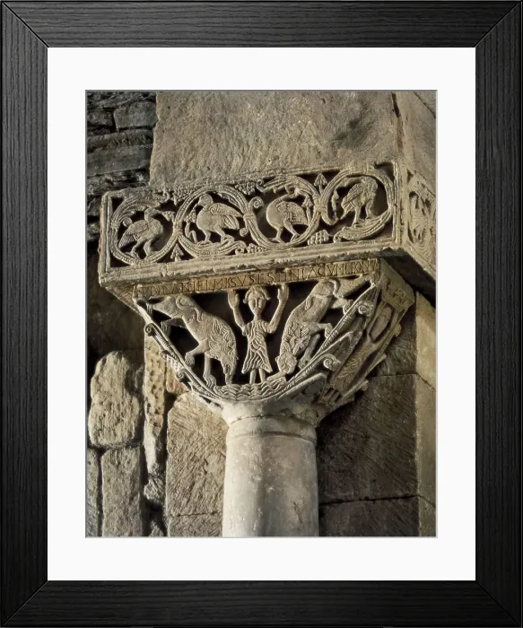 Framed Print : Daniel in the Lion's Den. 7th c. SPAIN. Campillo. Church of Sand Pedro de la Nave. Visigothic art. Relief on rock. AISA / Everett Collection**US SALES ONLY**