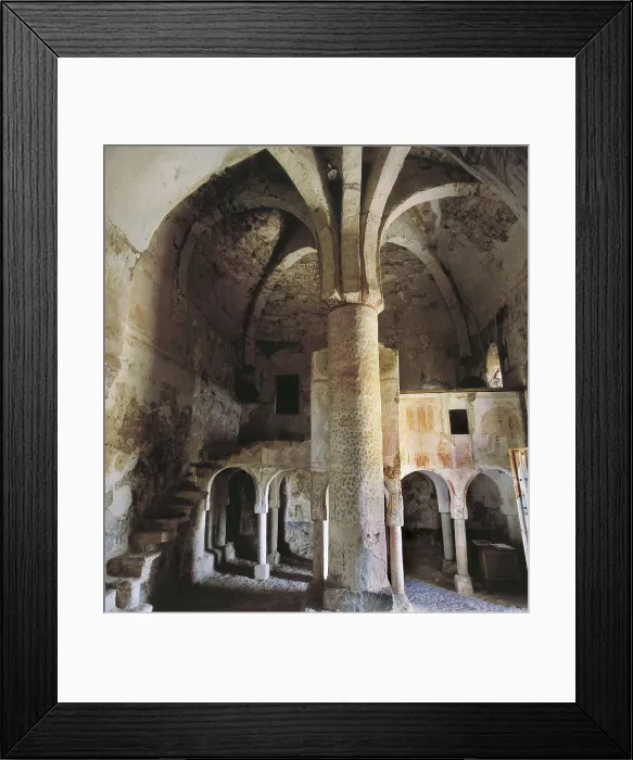 Framed Print : Hermitage of San Baudelio de Berlanga. end 11th c. SPAIN. Caltojar. Casillas de Berlanga. Hermitage of San Baudelio de Berlanga. Tribune. Mozarabic art. Architecture