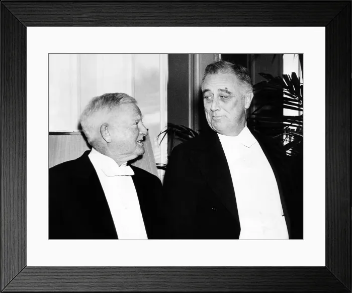 Framed Print : Vice President John Nance Garner (left) and President Franklin Roosevelt. They posed for pictures when the Garners entertained the President and Mrs. Roosevelt for dinner. Feb
