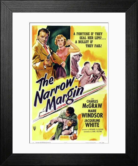 Framed Print : THE NARROW MARGIN, US poster art, Charles McGraw, Jacqueline White, David Clarke, Marie Windsor, 1952 Framed Print : THE NARROW MARGIN, US poster art, Charles McGraw, Jacqueline White, David Clarke, Marie Windsor, 1952