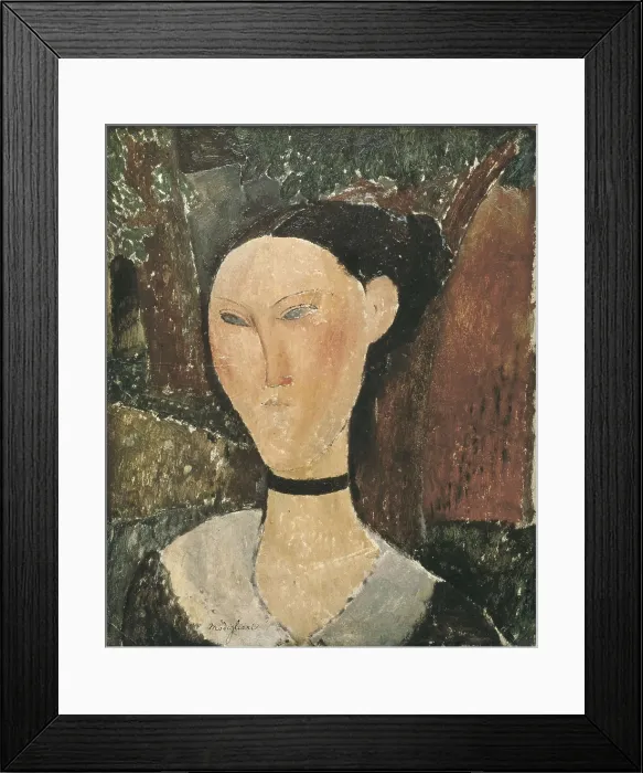 Framed Print : MODIGLIANI, Amedeo (1884-1920). Woman with Velvet Ribbon (The Black Border). 1915. Oil on canvas. FRANCE. Paris. Orangerie Museum. AISA / Everett Collection**US SALES ONLY** Framed Print : MODIGLIANI, Amedeo (1884-1920). Woman with Velvet Ribbon (The Black Border). 1915. Oil on canvas. FRANCE. Paris. Orangerie Museum. AISA / Everett Collection**US SALES ONLY**