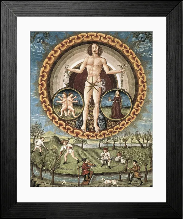 Framed Print : DE PREDIS, Cristoforo (1440-1486). De Sphaera. ca. 1470. Mercury. Renaissance art. Quattrocento. Miniature Painting. ITALY. Modena. Estense Library