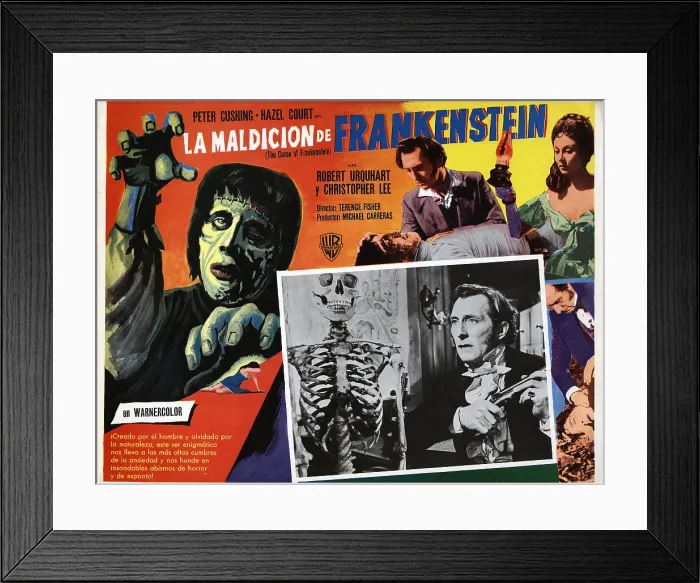 Framed Print : THE CURSE OF FRANKENSTEIN, Peter Cushing (inset), Christopher Lee, Hazel Court, poster art, 1957 Framed Print : THE CURSE OF FRANKENSTEIN, Peter Cushing (inset), Christopher Lee, Hazel Court, poster art, 1957