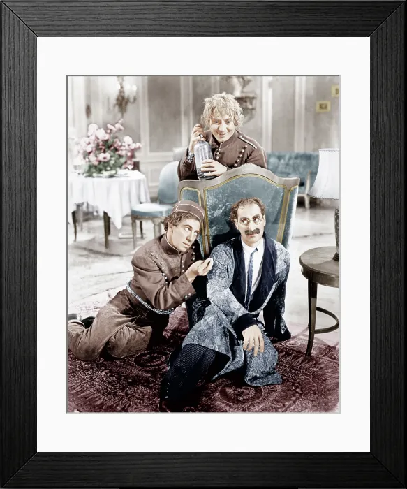 Framed Print : A DAY AT THE RACES, clockwise from top: Harpo Marx, Groucho Marx, Chico Marx, 1937