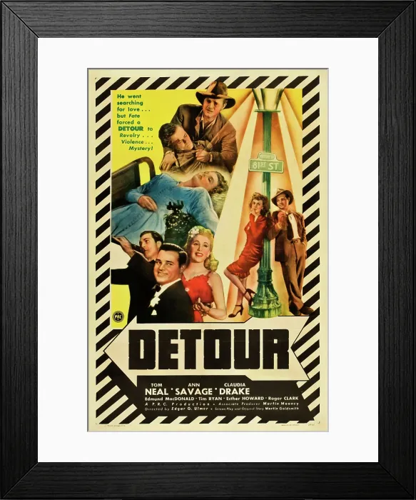 Framed Print : DETOUR, Tom Neal, Claudia Drake, Ann Savage, 1945