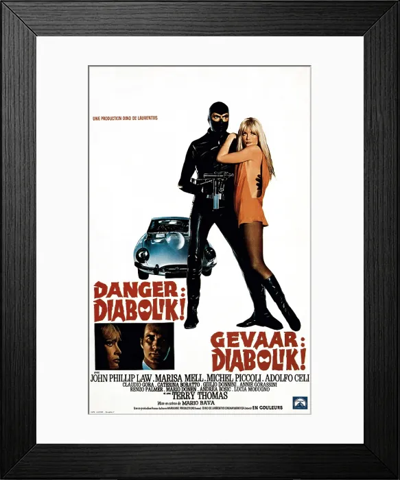 Framed Print : DANGER: DIABOLIK, (aka DIABOLIK), John Phillip Law, Marisa Mell, 1968