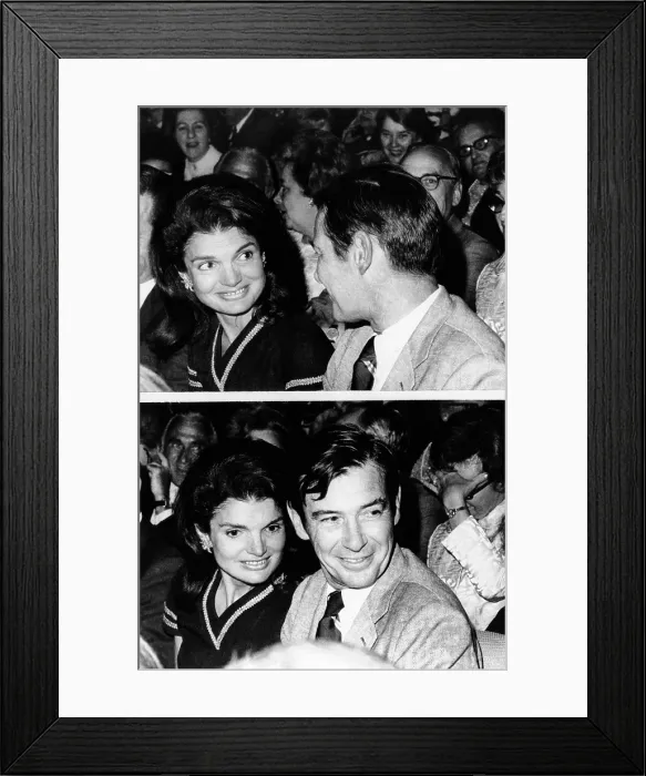 Framed Print : Jacqueline Kennedy Onassis and architect Edward Barnes attend a broadway musical, Forty Carats'. He was a friend, and with her theater party. May 21, 1969 Framed Print : Jacqueline Kennedy Onassis and architect Edward Barnes attend a broadway musical, Forty Carats'. He was a friend, and with her theater party. May 21, 1969
