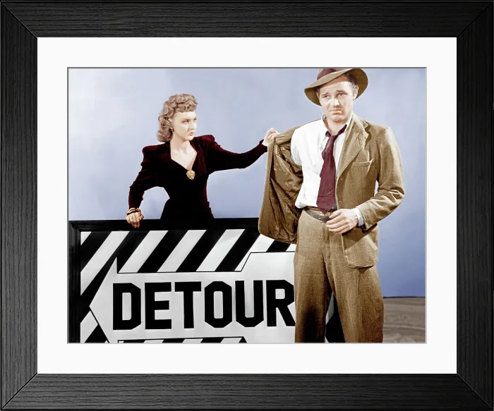 Framed Print : DETOUR, from left: Ann Savage, Tom Neal, 1945