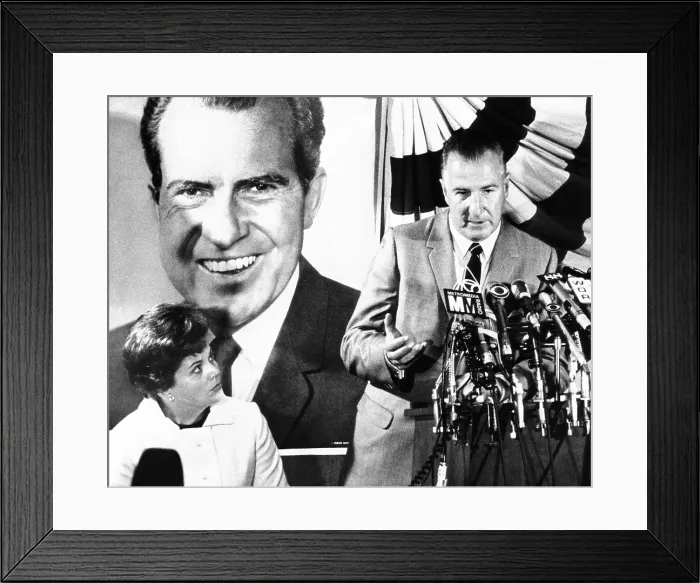 Framed Print : Vice Presidential candidate Spiro Agnew and his wife Judy, hold press conference at New York Nixon Headquarters