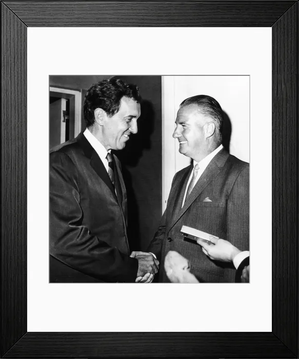 Framed Print : 1968 Republican and Democratic Vice Presidential nominees crossing paths when each addressed the American Political Science Association