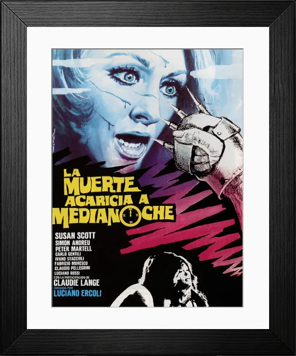Framed Print : DEATH WALKS AT MIDNIGHT, (aka LA MORTE ACCAREZZA A MEZZANOTTE, aka CRY OUT IN TERROR, aka DEATH CARESSES AT MIDNIGHT, aka LA MUERTE ACARICIA A MEDIANOCHE)