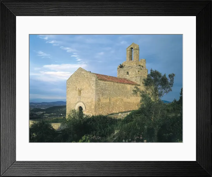 Framed Print : Church of Sant Miquel d'Olrdola. 12th c. SPAIN. Olrdola. Sant Miquel d'Olrdola. Church of St. Miquel. Romanesque art. Architecture
