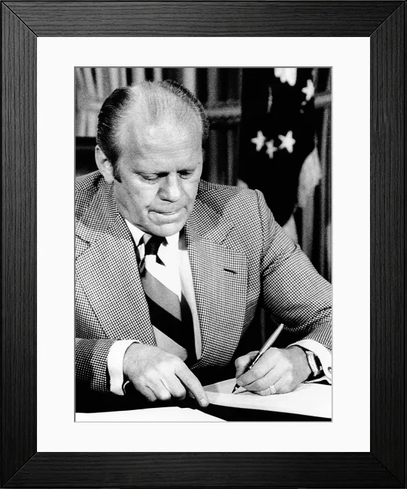 Framed Print : President Ford vetoes a bill that would end military aid to Turkey, an important NATO ally Framed Print : President Ford vetoes a bill that would end military aid to Turkey, an important NATO ally