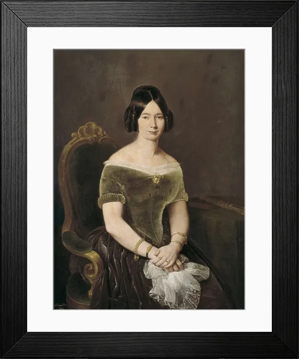 Framed Print : ESQUIVEL Y SUAREZ DE URBINA, Antonio Mara (1806-1857). Portrait of Miss Carriquirre. 1845. Romanticism. Oil on canvas. SPAIN. Sevilla. Fine Arts Museum
