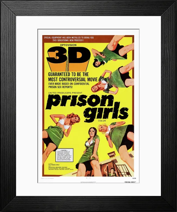 Framed Print : PRISON GIRLS, (aka PRISON GIRLS IN 3-D), Candy Samples (bottom right), Uschi Digard (second from top), 1972