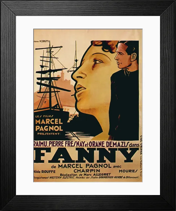 Framed Print : FANNY, French poster, from left: Orane Demazis, Pierre fresnay, 1932
