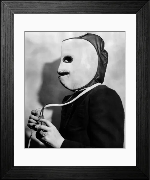 Framed Print : Ann Drew, a beauty expert introduced two new devices at the International Beauty Show. The helmet electrically heats the scalp, and the mask heats the face. July 13, 1940 Framed Print : Ann Drew, a beauty expert introduced two new devices at the International Beauty Show. The helmet electrically heats the scalp, and the mask heats the face. July 13, 1940