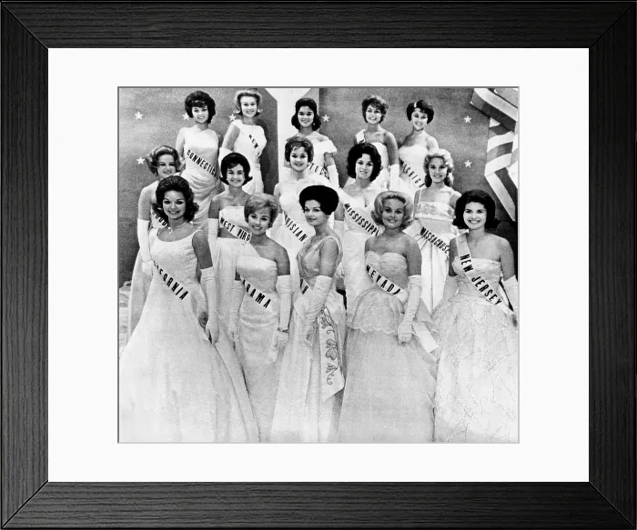 Framed Print : Miss USA 1961 finalists in the first phase of the Miss Universe Pageant in Miami Florida. July 12, 1961 Framed Print : Miss USA 1961 finalists in the first phase of the Miss Universe Pageant in Miami Florida. July 12, 1961