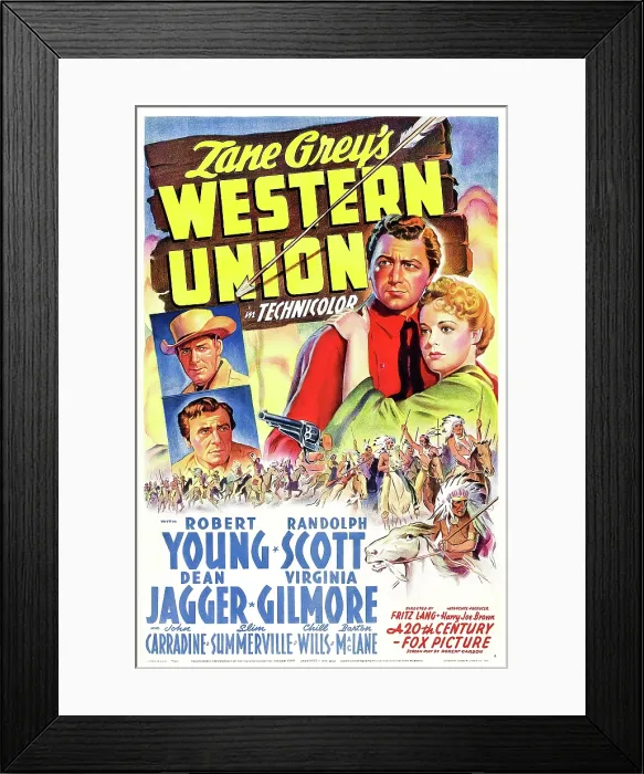 Framed Print : WESTERN UNION, Robert Young, Randolph Scott, Dean Jagger, Virginia Gilmore, 1941, TM and copyright 20th Century Fox Film Corp. All rights reserved  /  Courtesy: Everett Collection