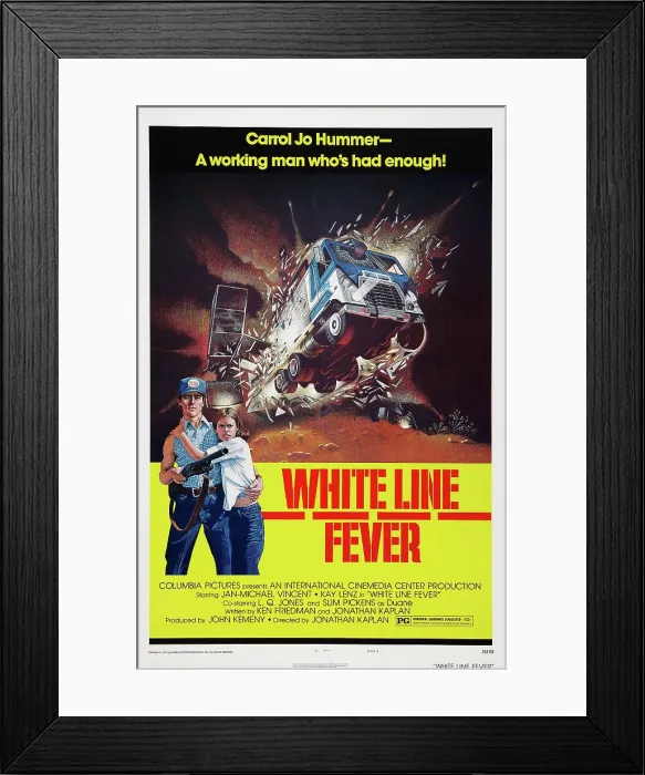 Framed Print : WHITE LINE FEVER, US poster art, from left: Jan-Michael Vincent, Kay Lenz, 1975