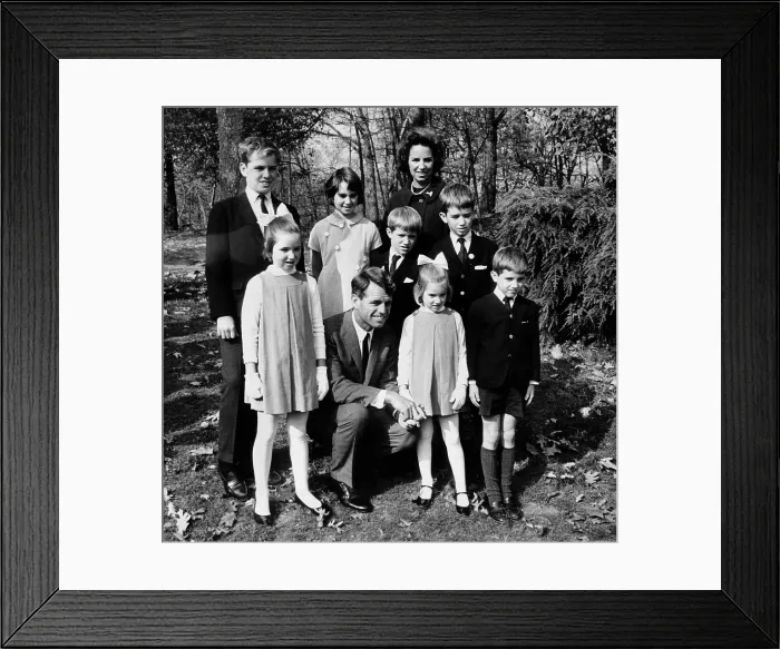 Framed Print : Senator-elect Robert Kennedy and wife Ethel with seven of their eight children. They were at the Bronx Zoo in New York City
