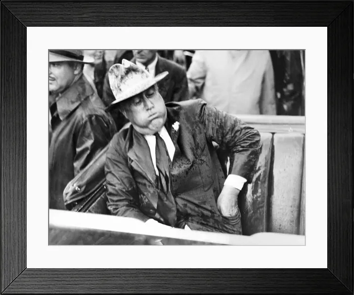 Framed Print : President Franklin Roosevelt caught in a rain storm while campaigning in Charlotte, NC on Sept. 11, 1936