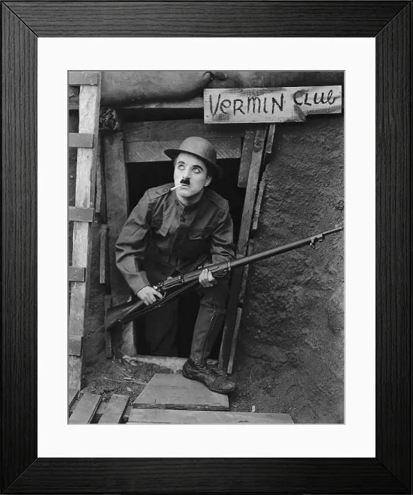 Framed Print : SHOULDER ARMS, Charlie Chaplin, 1918