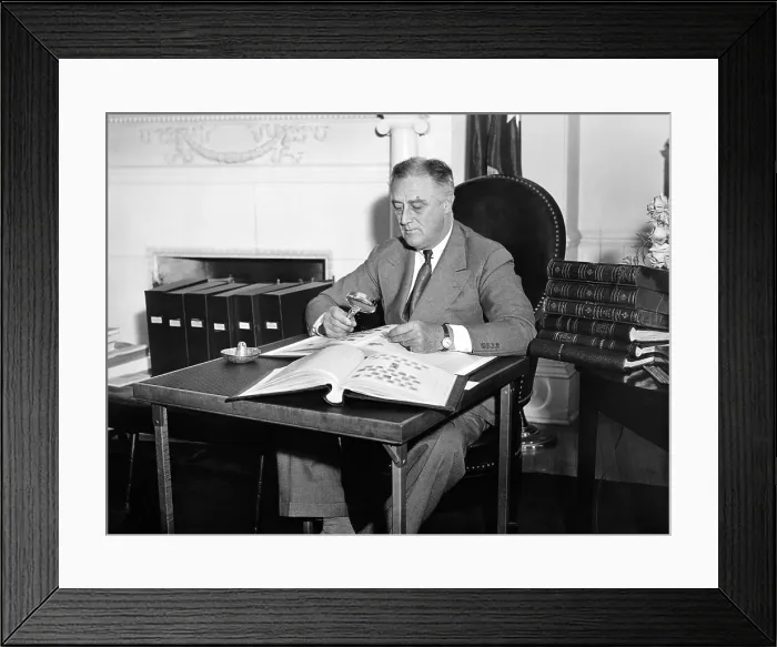 Framed Print : President Franklin Roosevelt cataloging his extensive stamp collection. May 5, 1936. (CSU_ALPHA_137) CSU Archives / Everett Collection