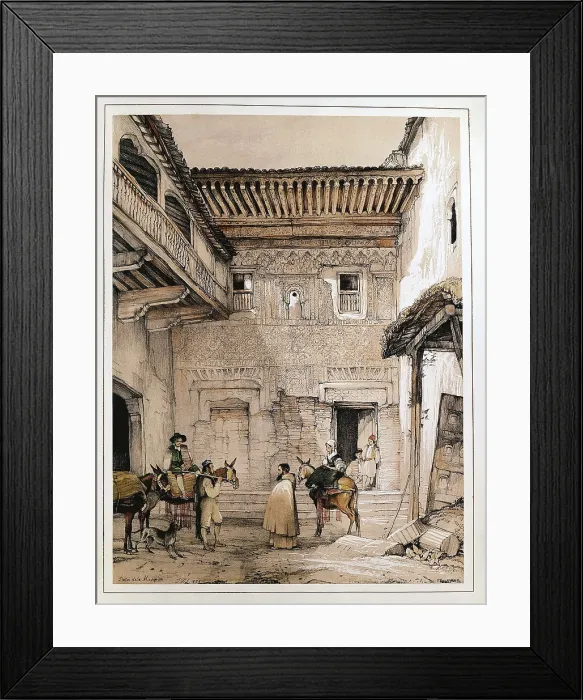 Framed Print : Granada (1835). Yard of the Mosque. Coloured engraving by F. J. Lewis. Litography. AISA / Everett Collection**US SALES ONLY**