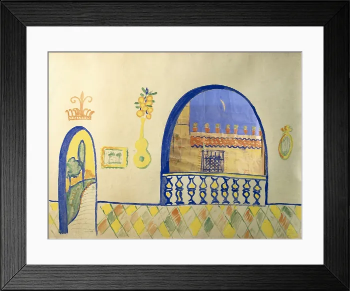 Framed Print : GARCIA LORCA, Federico (1898-1936). Backdrop for 'Teatro del Guiol' painted by Lorca himself (1923). Painting. SPAIN. Madrid. Federico Garca Lorca Foundation