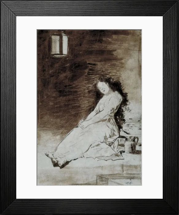 Framed Print : GOYA Y LUCIENTES, Francisco de (1746-1828). The Caprichos. Por qu fue sensible. 1797-1798. Preparatory drawing for plate 32 of 'Los Caprichos'. Drawing. SPAIN. Madrid