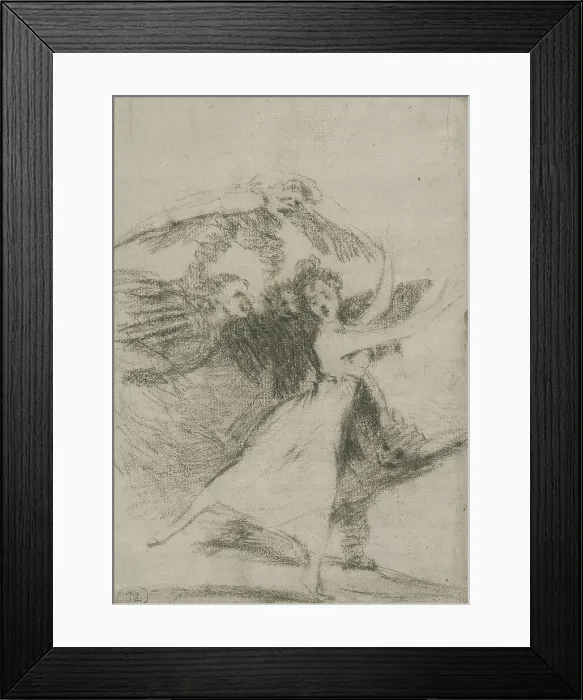 Framed Print : GOYA Y LUCIENTES, Francisco de (1746-1828). You will not escape. 1797-1798. Preparatory drawing for plate 72 of 'Los Caprichos'. Drawing. SPAIN. Madrid. Prado Museum