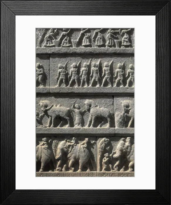 Framed Print : INDIA. KARNATAKA. Hampi. Hazara Rama Temple. Frieze with dancers, horses, elephants and Ramayana scenes. Hindu art. Relief on rock. AISA / Everett Collection**US SALES ONLY** Framed Print : INDIA. KARNATAKA. Hampi. Hazara Rama Temple. Frieze with dancers, horses, elephants and Ramayana scenes. Hindu art. Relief on rock. AISA / Everett Collection**US SALES ONLY**