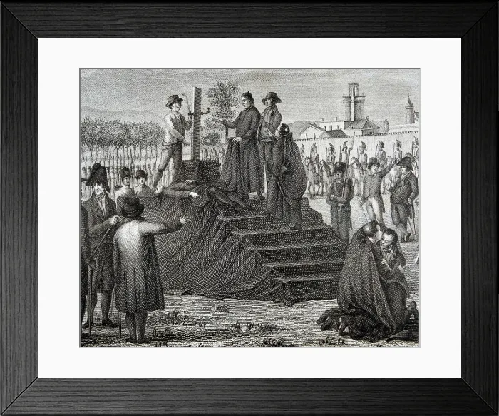 Framed Print : Spain (19th c.). Peninsular War (1809). Execution of Dr. Pou by French troops in Barcelona (June 1809). Engraving by Bonaventura Planella Couxello. Etching Framed Print : Spain (19th c.). Peninsular War (1809). Execution of Dr. Pou by French troops in Barcelona (June 1809). Engraving by Bonaventura Planella Couxello. Etching