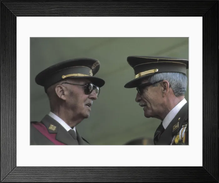 Framed Print : Spain (20th c.). Franco's dictatorship. Francisco Franco (left) and Francisco Coloma Gallegos, Minister of the Arny between June 1973 and November 1975 Framed Print : Spain (20th c.). Franco's dictatorship. Francisco Franco (left) and Francisco Coloma Gallegos, Minister of the Arny between June 1973 and November 1975