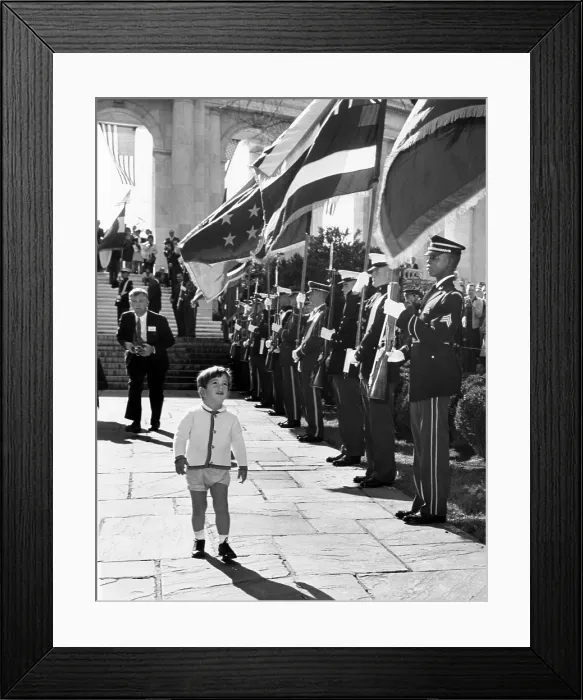 Framed Print : Young John Kennedy Jr. the President's son, inspects the honor guard