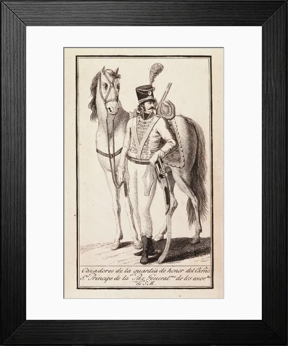 Framed Print : Chasseur of the Godoy's honour guard, of His Majesty's armies. Engraving. SPAIN. Madrid. Municipal Museum. AISA / Everett Collection**US SALES ONLY**