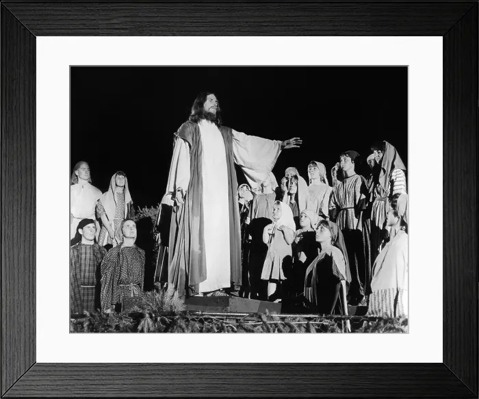 Framed Print : Hill Cumorah Pageant near Palmyra, New York. With a cast of 500, the pageant acts out the biblical events as well as those from the Book of Mormon. June 1969 Framed Print : Hill Cumorah Pageant near Palmyra, New York. With a cast of 500, the pageant acts out the biblical events as well as those from the Book of Mormon. June 1969