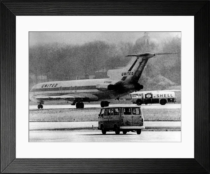 Framed Print : Jet liner hijacked to Cuba. The United Airlines flight from Cleveland took on fuel at Atlanta and them continued to Cuba