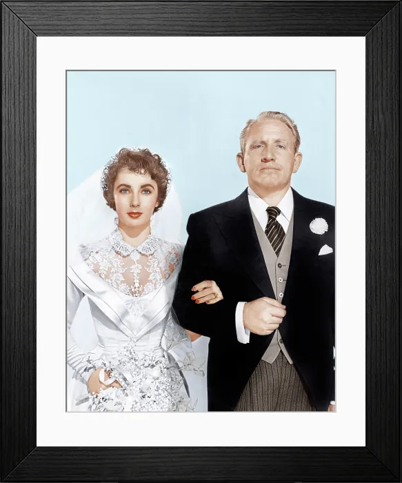 Framed Print : FATHER OF THE BRIDE, from left: Elizabeth Taylor, Spencer Tracy, 1950