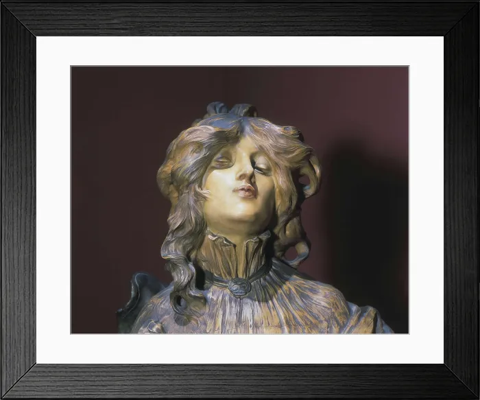 Framed Print : ESCALER I MILA, Lambert (1874-1957). The Lost Kiss. 1903. Polychromatic terracotta. Detail. Modernism. Terra-cotta. Private Collection