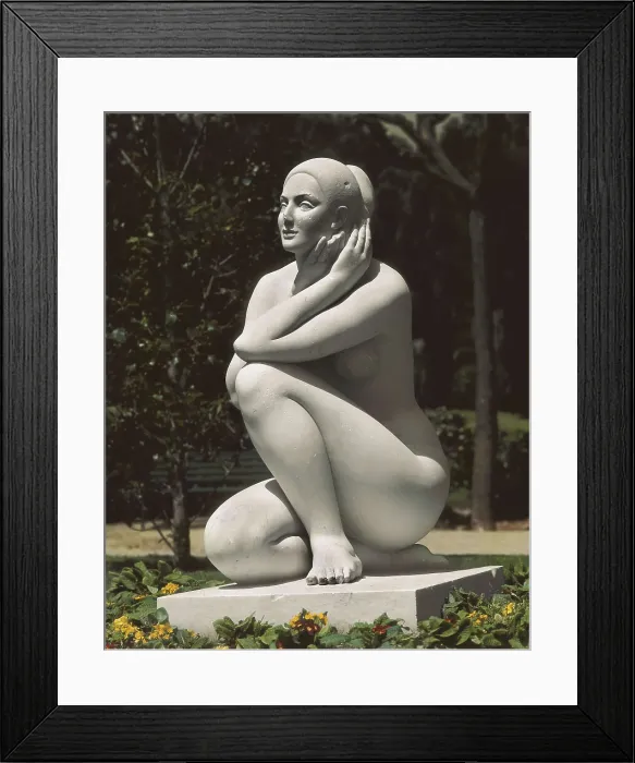 Framed Print : FABREGAS DE SENTMENAT, Eulalia (1906-1992). Female Figure. 20th c. SPAIN. Barcelona. Cervantes Park. Sculpture on marble. AISA / Everett Collection - Image has fine art copyright