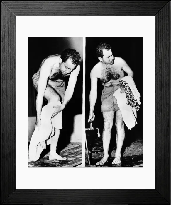 Framed Print : Republican Vice President-elect Richard Nixon after an ocean swim. He was vacationing with his family in Miami Beach. Nov. 10, 1952 Framed Print : Republican Vice President-elect Richard Nixon after an ocean swim. He was vacationing with his family in Miami Beach. Nov. 10, 1952