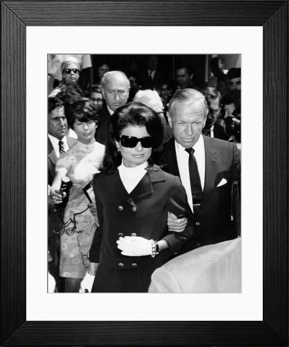 Framed Print : Jacqueline Kennedy leaving New York for Los Angeles for the bedside of Senator Robert Kennedy. The Senator was critically wounded by an assassin's bullets hours earlier Framed Print : Jacqueline Kennedy leaving New York for Los Angeles for the bedside of Senator Robert Kennedy. The Senator was critically wounded by an assassin's bullets hours earlier