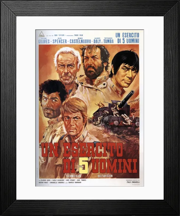 Framed Print : THE FIVE MAN ARMY (aka UN ESCERCITO DI CINQUE UOMINI), Nino Castelnuovo, James Daly, Peter Graves, Bud Spencer, Tetsuro Tamba, 1969 Framed Print : THE FIVE MAN ARMY (aka UN ESCERCITO DI CINQUE UOMINI), Nino Castelnuovo, James Daly, Peter Graves, Bud Spencer, Tetsuro Tamba, 1969