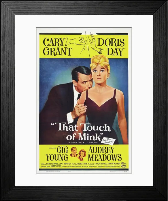 Framed Print : THAT TOUCH OF MINK, US poster art, top from left: Cary Grant, Doris Day, bottom from left: Gig Young, Audrey Meadows, 1962