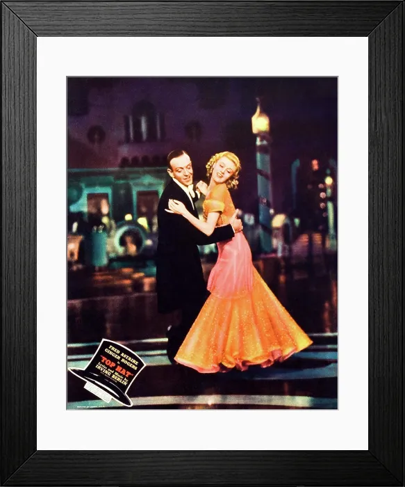 Framed Print : TOP HAT, from left: Fred Astaire, Ginger Rogers on jumbo lobbycard, 1935