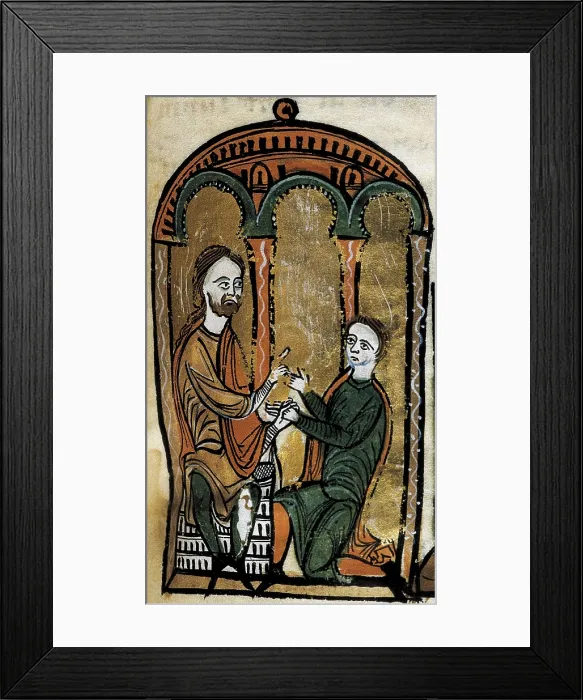 Framed Print : Liber Feudorum Maior. end 12th c. Royal cartularium made by order of Alfonso el Casto. Fol. 12. Romanesque art. Miniature Painting. SPAIN. Barcelona