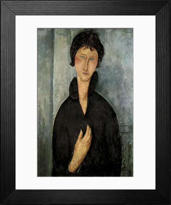 Framed Print : MODIGLIANI, Amedeo (1884-1920). Woman with Blue Eyes. 1918. Oil on canvas. FRANCE. Paris. Muse d'Art Moderne de la Ville de Paris (MAMVP) (Paris City Museum of Modern Art)